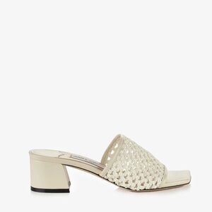 New Jimmy Choo Woven Lime Raffia Net Sandals Size 37EU/7US